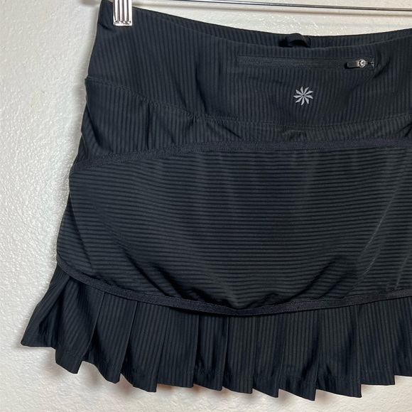 Athleta Women’s Good Match Skort Black Pleated Pocket Skirt Shorts M Tennis Logo - Picture 5 of 15